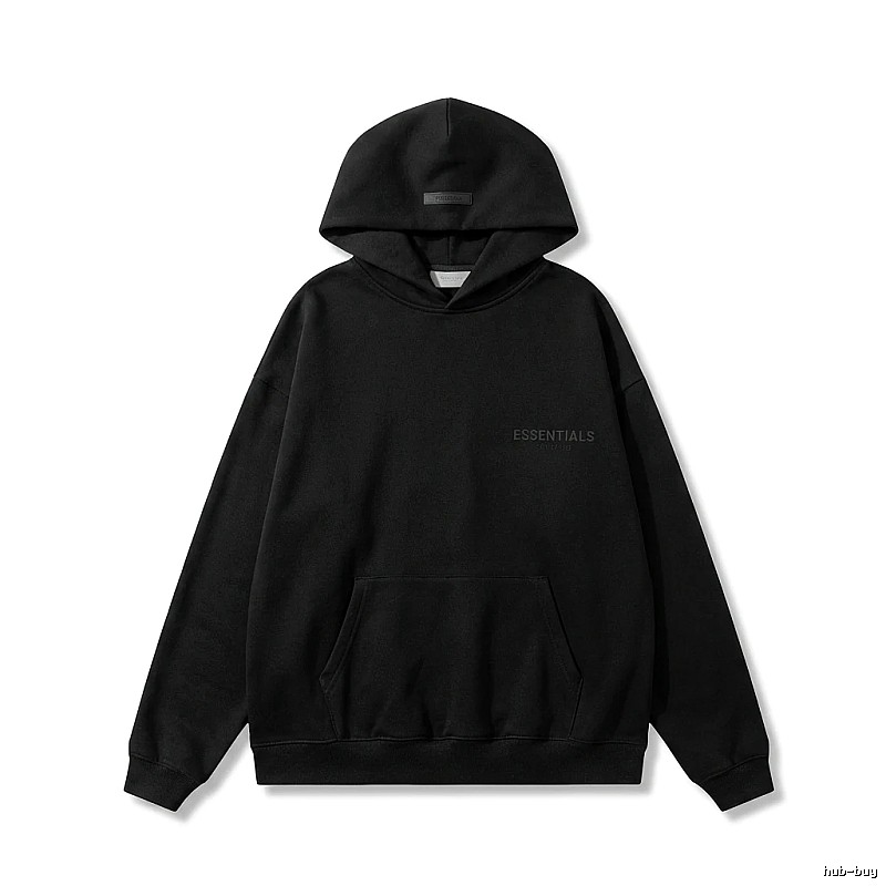 ESSENTIALS minimalist style black hoodie