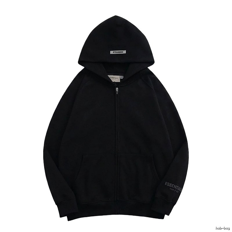 ESSENTIALS minimalist style black hoodie