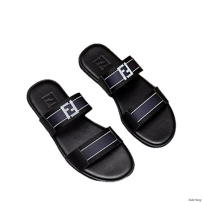Fendi FF Collection Streetwear Style Black Slides