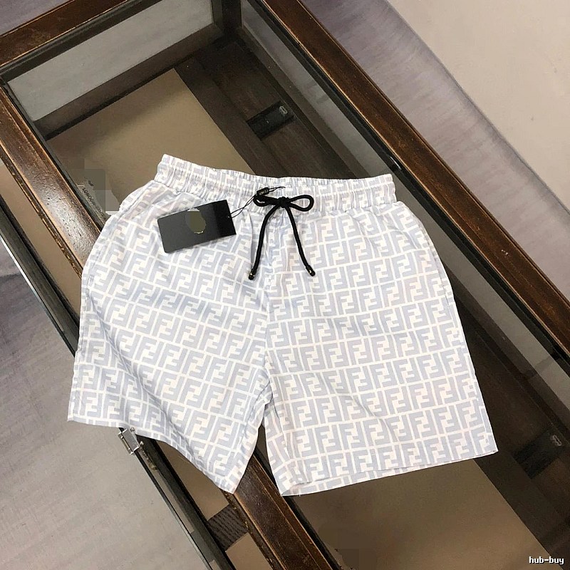Fendi FF Monogram Casual Style Light Blue Shorts