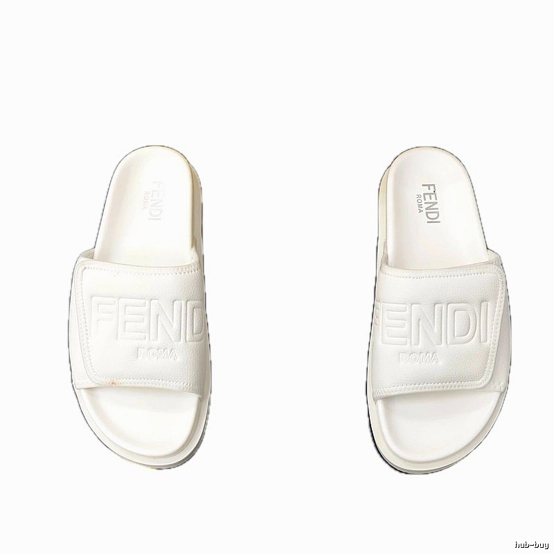 FENDI ROMA Collection Minimalist Style White Slide Sandals
