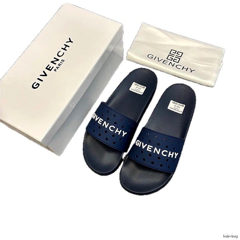 Givenchy Letter Cut-out Trendy Style Navy Blue Slides