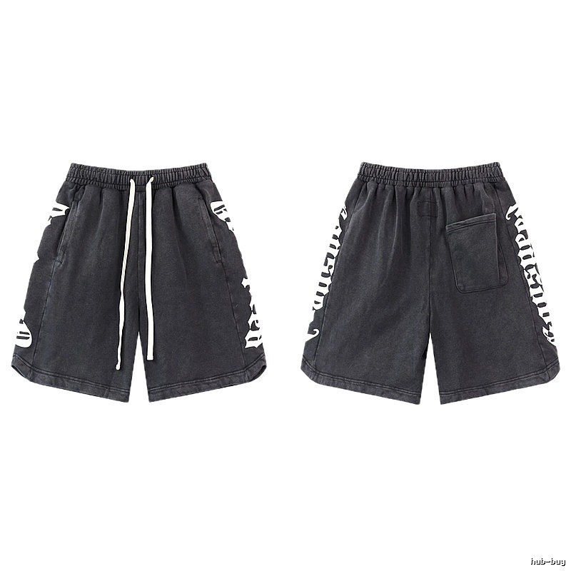 Godspeed Gothic Print Street Style Charcoal Black Shorts