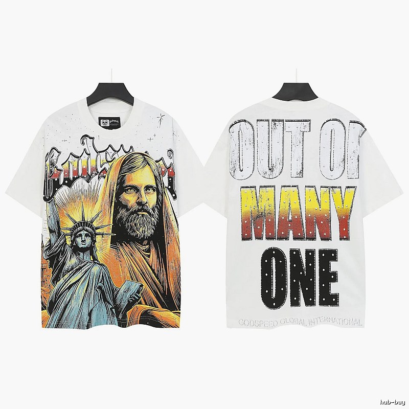 Godspeed Portrait Print American Street Style White T-Shirt