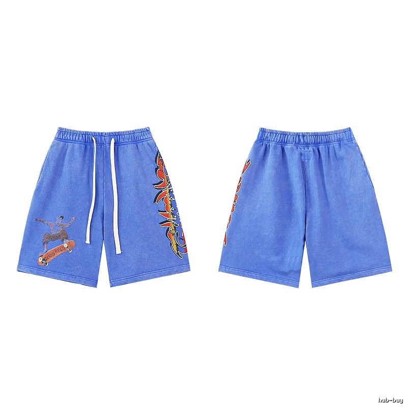 Godspeed Skate Print Street Style Blue Shorts
