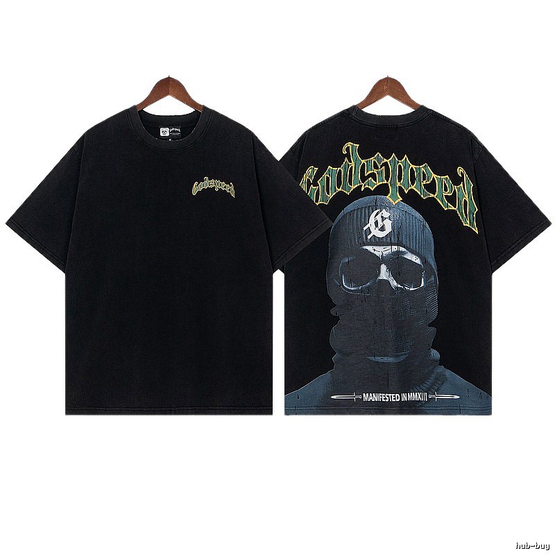Godspeed Skull Print Street Style Black T-Shirt