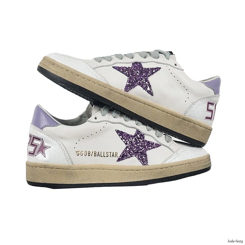 Golden Goose Star Trendy Brand White and Purple Shoes
