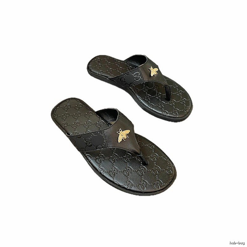 Gucci Bee Series Light Luxury Style Black Flip-Flops
