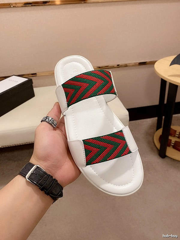 Gucci Classic Webbing Casual Style White Slide Sandals