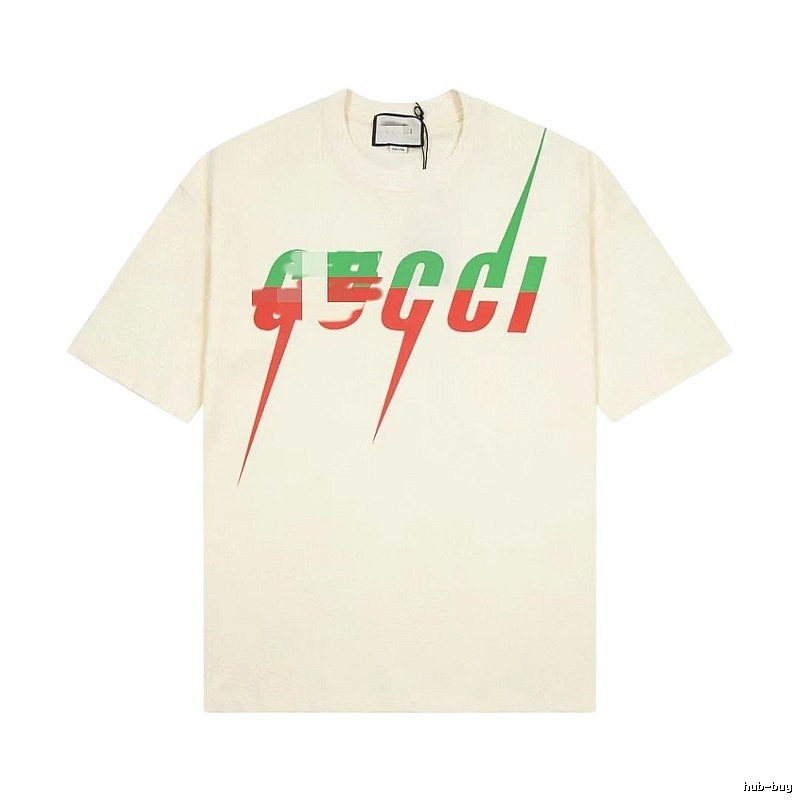 Gucci Color-block Print Casual Style Off-white Short-sleeve T-shirt