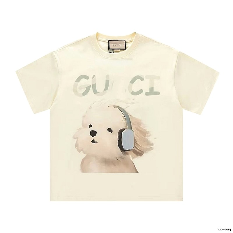 Gucci Dog Print Casual Style Off-white T-shirt