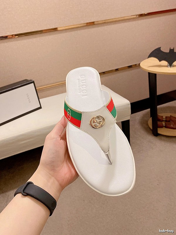 Gucci Double G Webbing Vintage Style White Flip-Flops