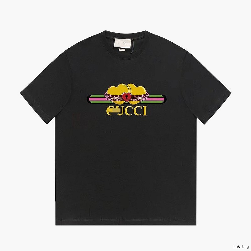 Gucci Heart Print Trendy Black Short-sleeved T-shirt