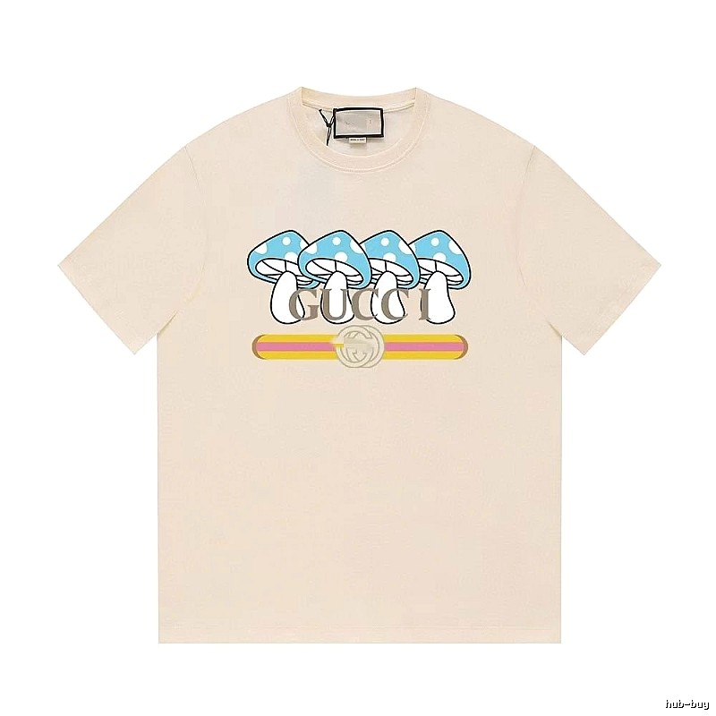 Gucci Mushroom Print Casual Style Off-white T-shirt