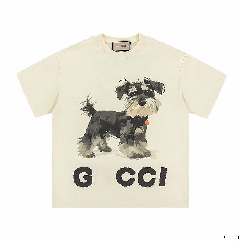 Gucci Schnauzer Print Off-white Casual T-shirt