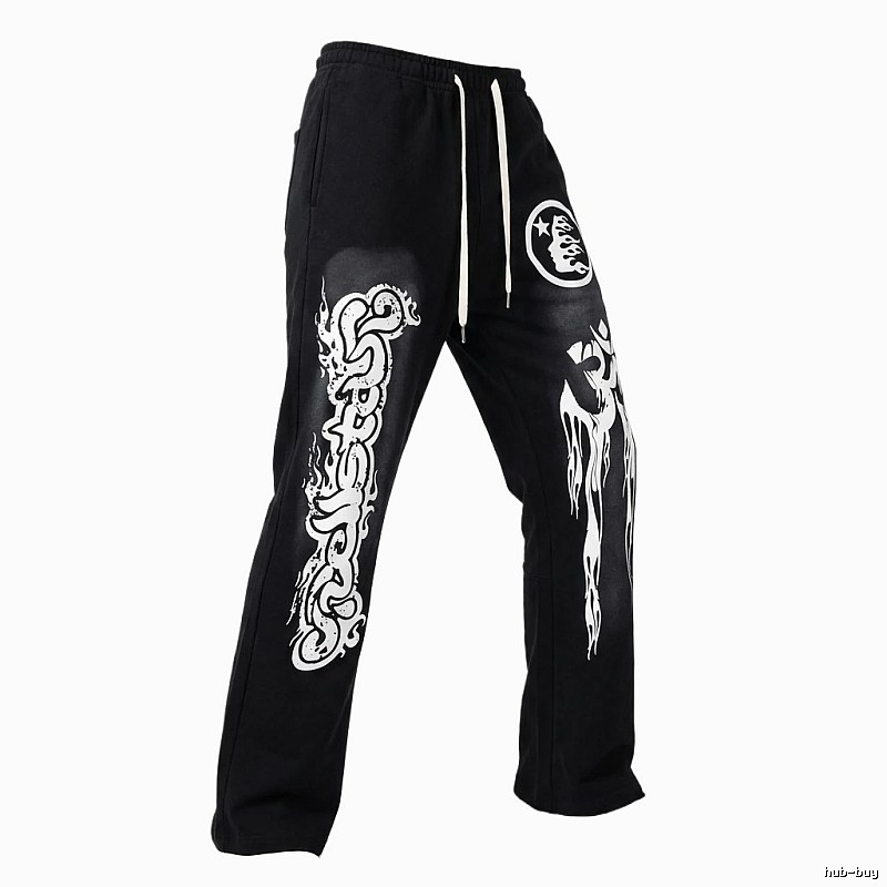 Hellstar Dark Style Printed Black Pants