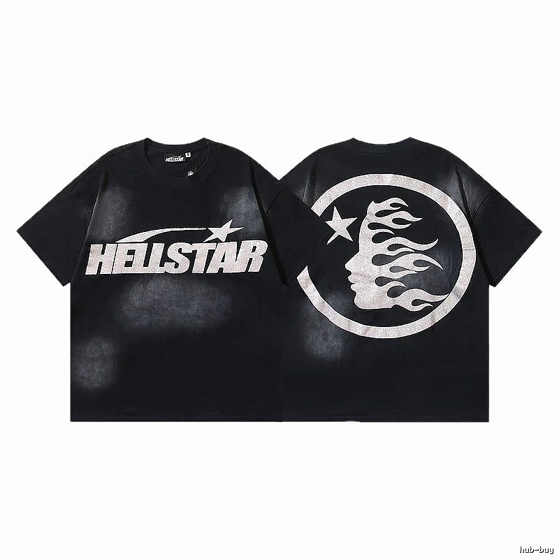Hellstar Flame Portrait Street Style Black T-shirt