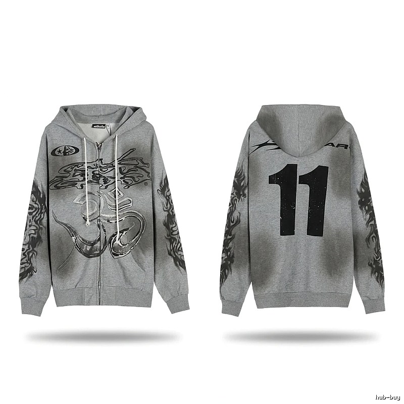 Hellstar Flame Wind Gray Sweatshirt