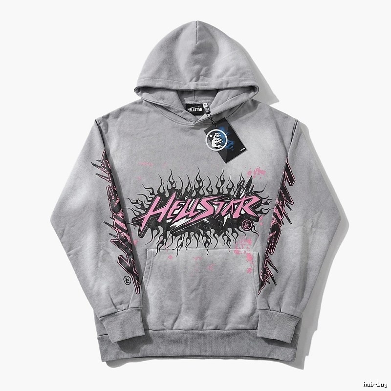 Hellstar Flame Wind Grey Hoodie