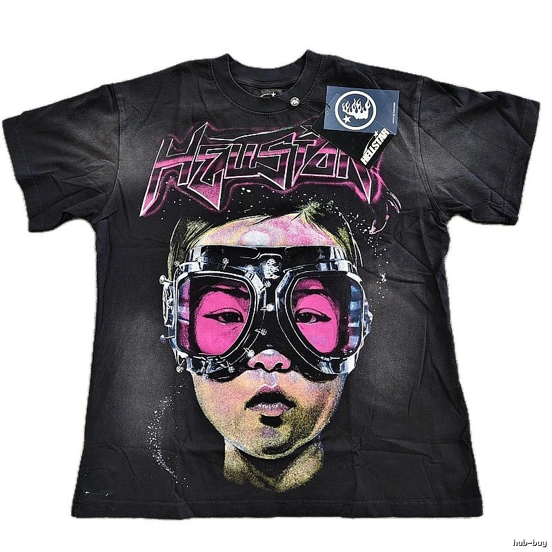 Hellstar Portrait Print Street Style Black T-Shirt
