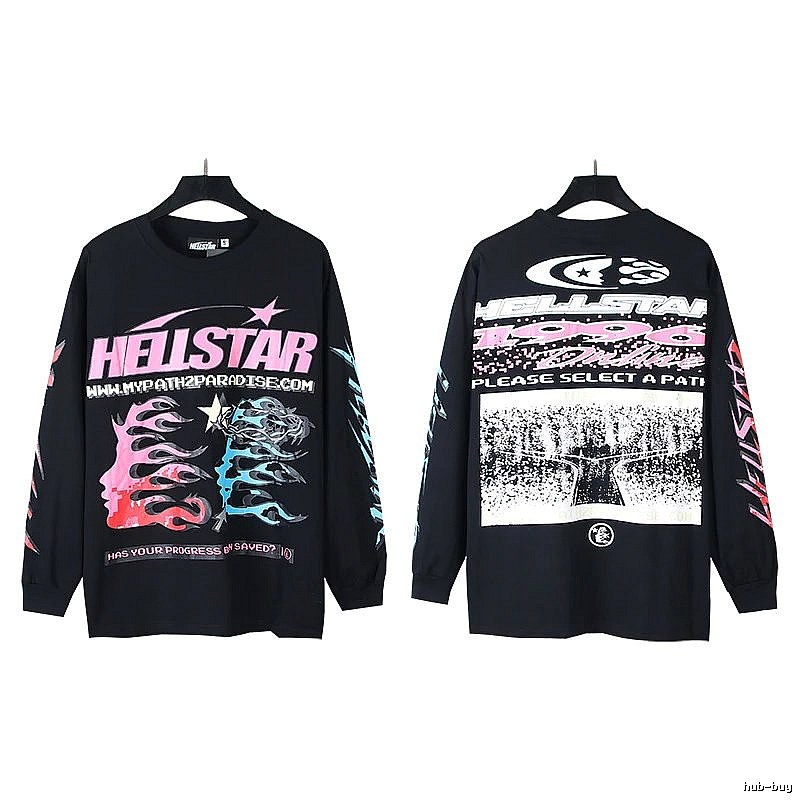 Hellstar Printed Trendy Black Long-Sleeve