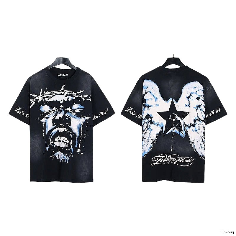 Hellstar Thorn Portrait Street Style Black Short-sleeve T-shirt