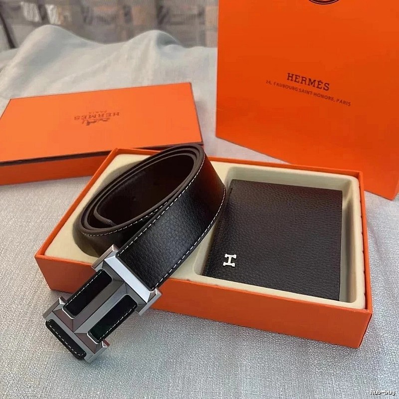 Hermes Simple Color Balance Reversible Leather Belt Warm Weather