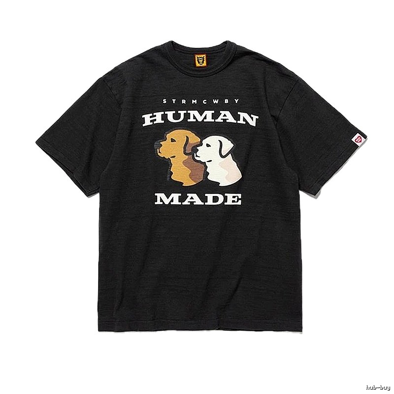 HUMAN MADE Double Dog Print Japanese Streetwear Black T-shirt