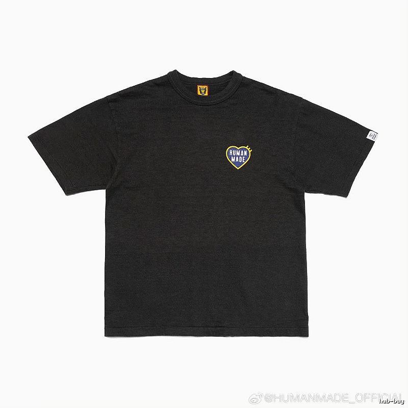 HUMAN MADE Heart Embroidered Japanese Streetwear Black T-Shirt