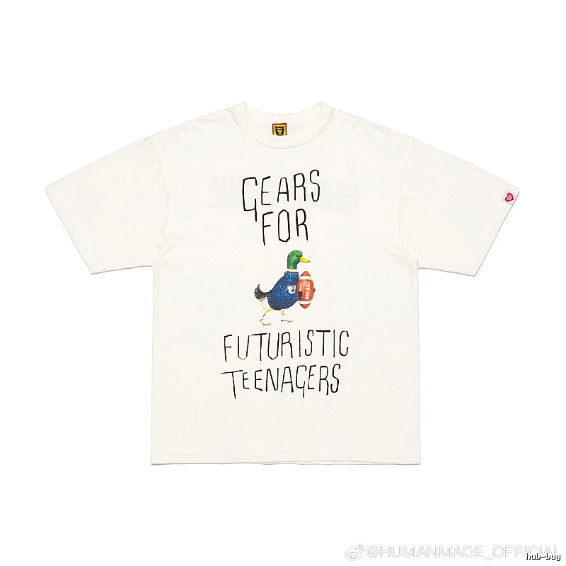 HUMAN MADE Japanese Streetwear Green Duck Printed Off-white T-shirt
