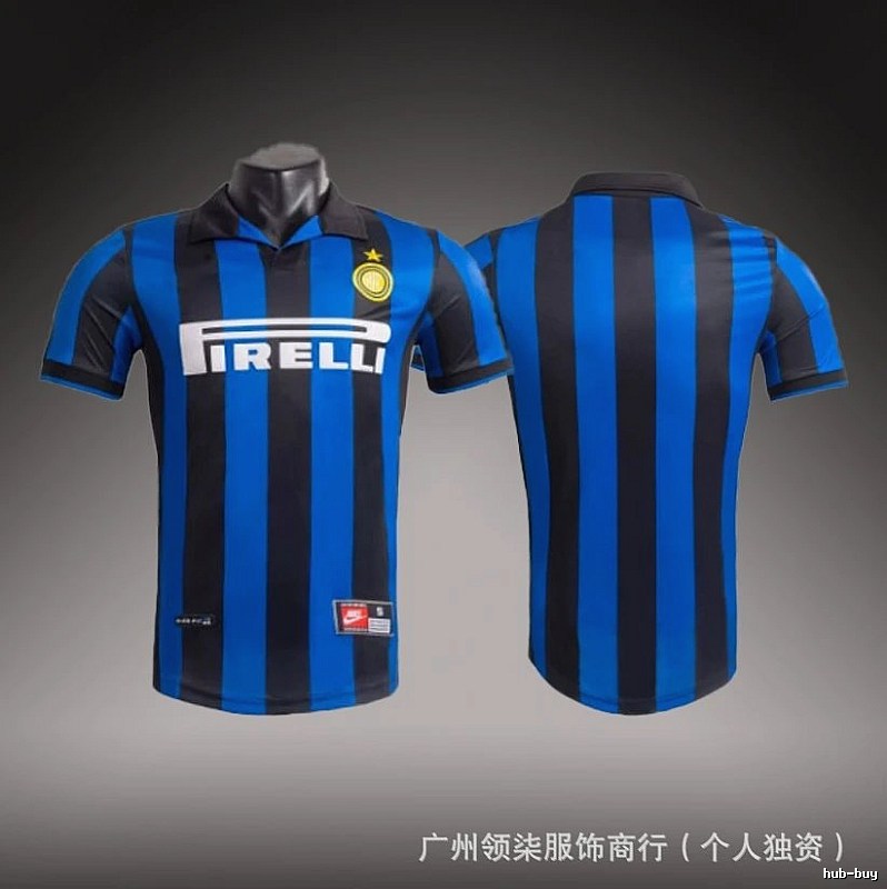 Inter Milan Relaxed Brehme #3 soccer jersey Blue Black Striped with Designer-Inspired Detail