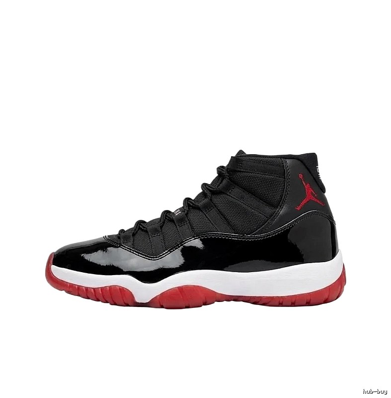 Jordan 11 High-Top Black and Red Athletic Shoes