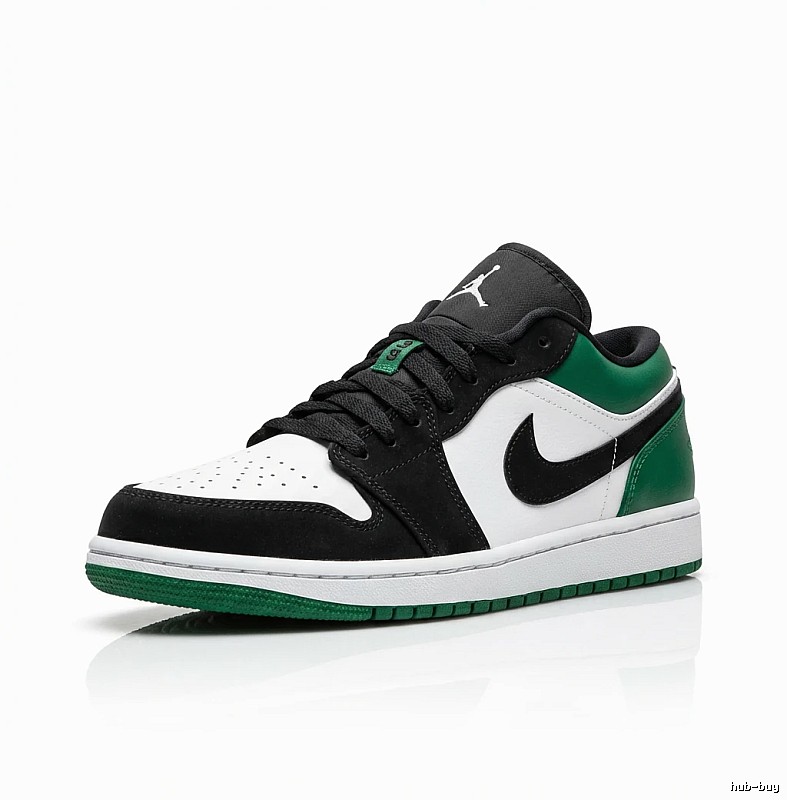 Jordan AJ1 Low Black-White-Green Trendy Sneakers