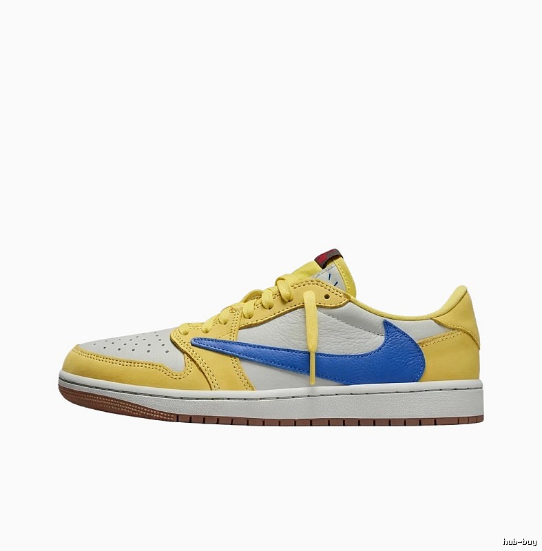 Jordan AJ1 Low-Top Yellow and Blue Sports Shoes