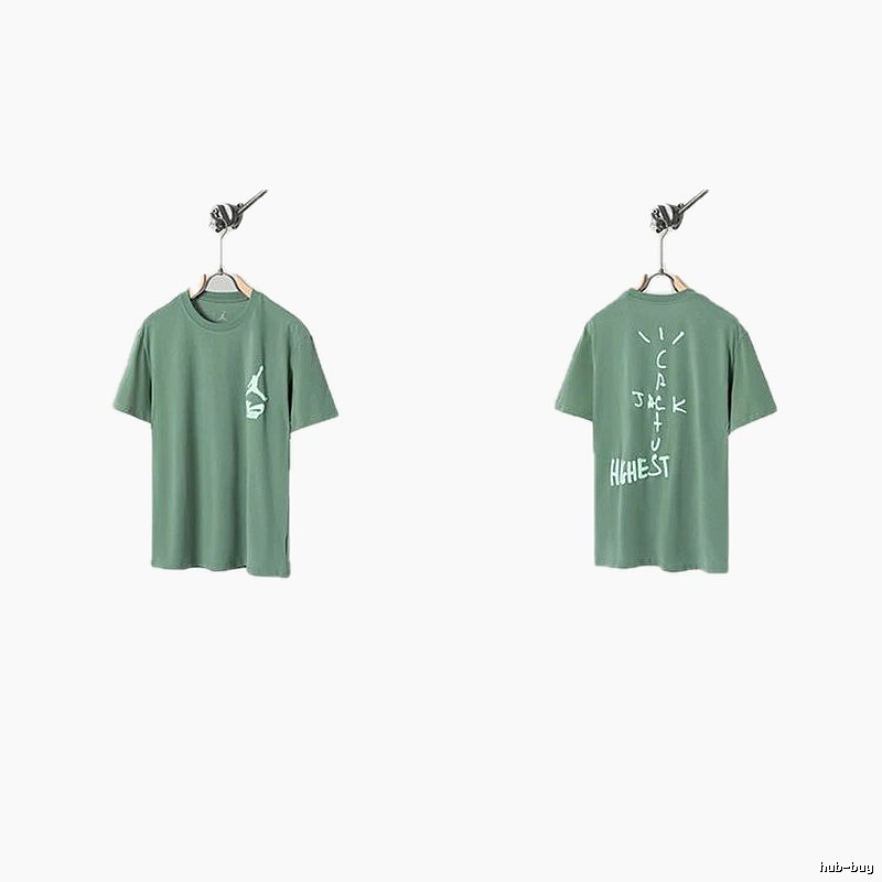 Jordan x Travis Scott Co-branded Street Style Pea Green T-Shirt