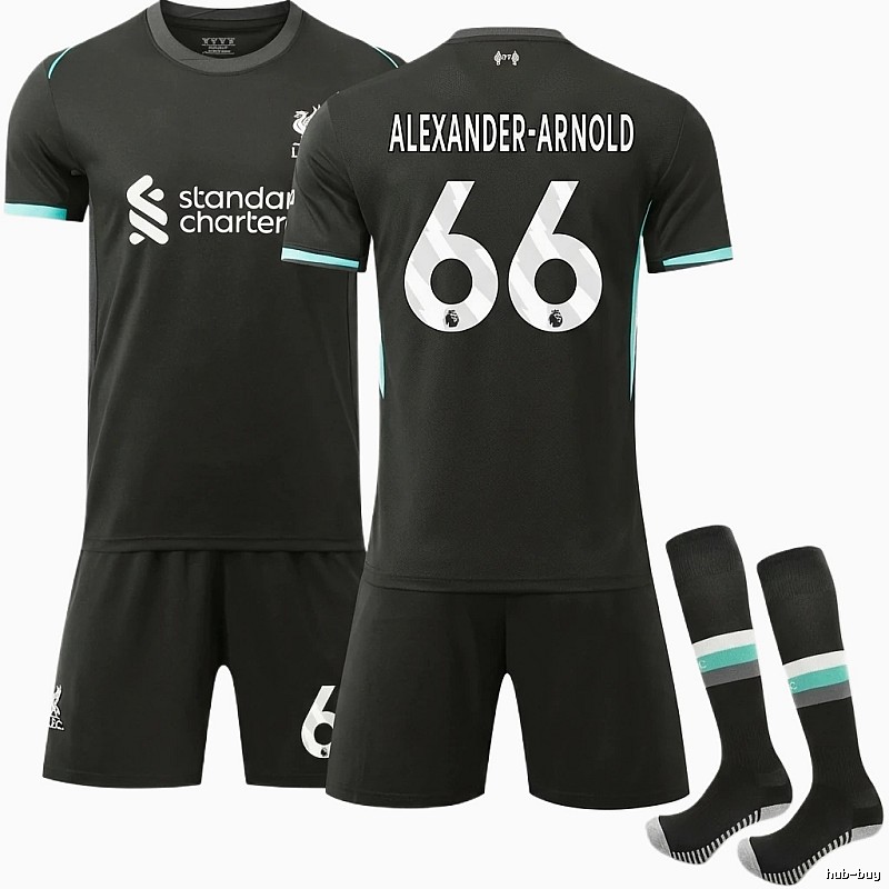 Liverpool No. 66 black jersey set