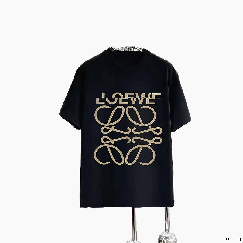 LOEWE Logo Print Trendy Black Short-Sleeve T-Shirt