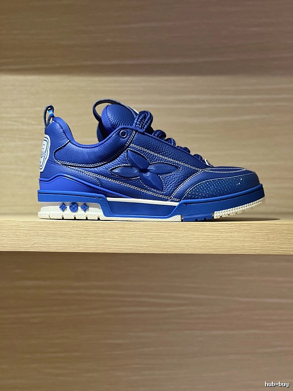 Louis Vuitton Blue Low-top Sneaker with Bright Blue Leather Panels for Streetwear Looks