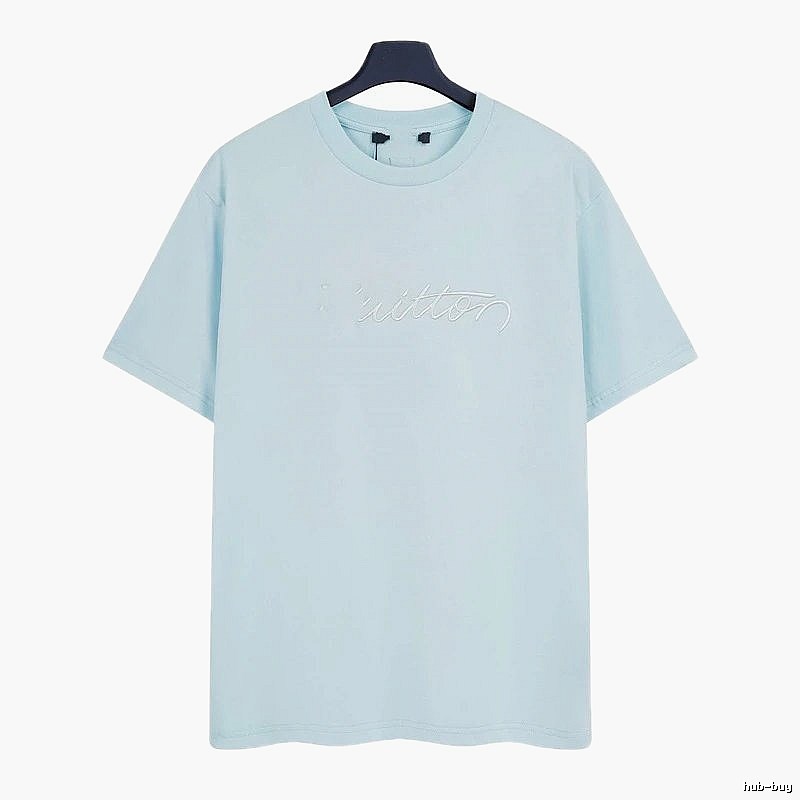 Louis Vuitton Embroidered Minimalist Style Light Blue Short-sleeve T-shirt