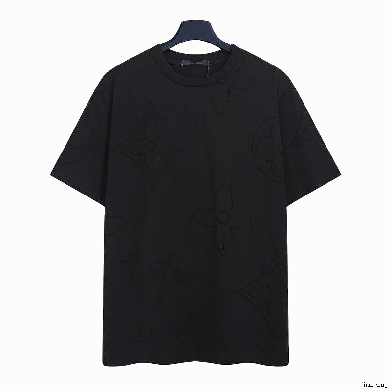 Louis Vuitton Embroidered Monogram Trendy Black T-Shirt