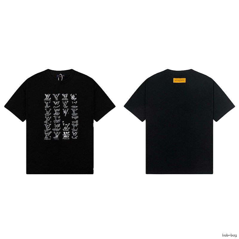 Louis Vuitton Graffiti Trend Style Black Short Sleeve T-Shirt