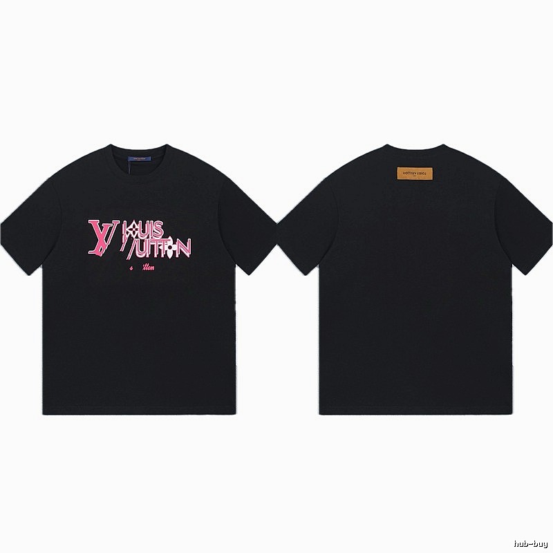 Louis Vuitton Letter Print Trendy Style Black T-shirt