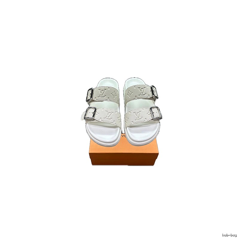 Louis Vuitton Monogram Light Luxury Style White Slide Sandals