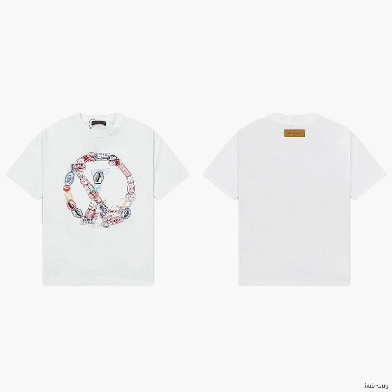 Louis Vuitton Postmark Print Vintage Style White T-Shirt