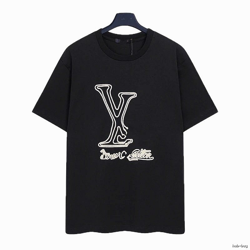 Louis Vuitton Trendy Embroidered Black Short-sleeve T-shirt