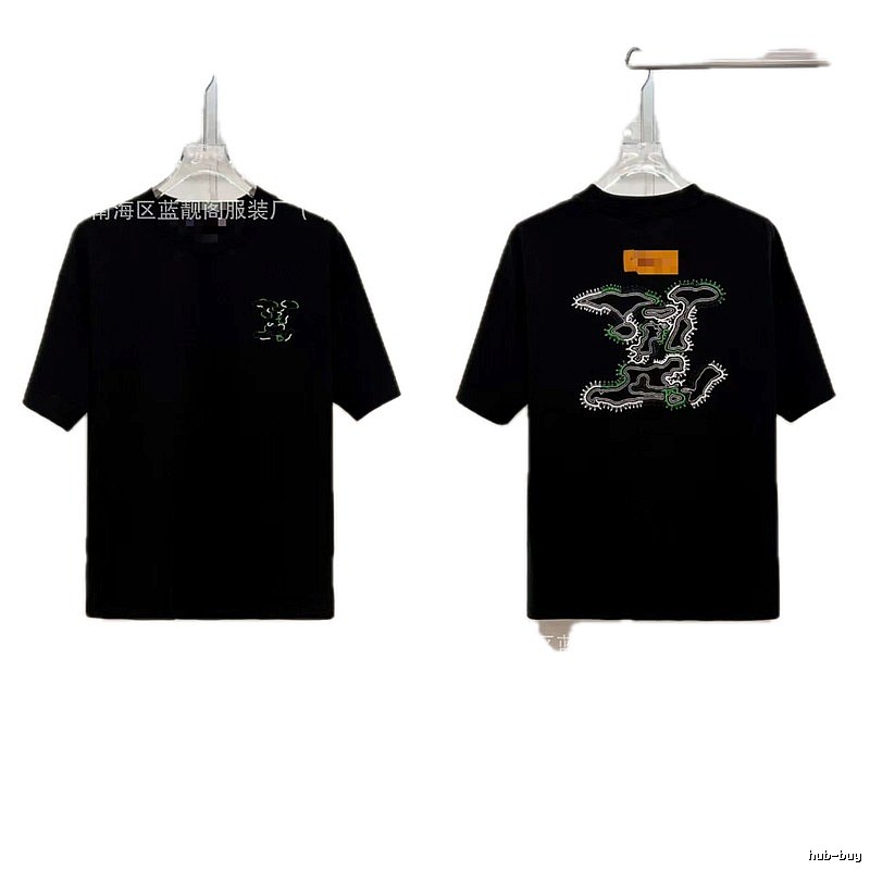 Louis Vuitton Trendy Style Embroidered Black T-Shirt
