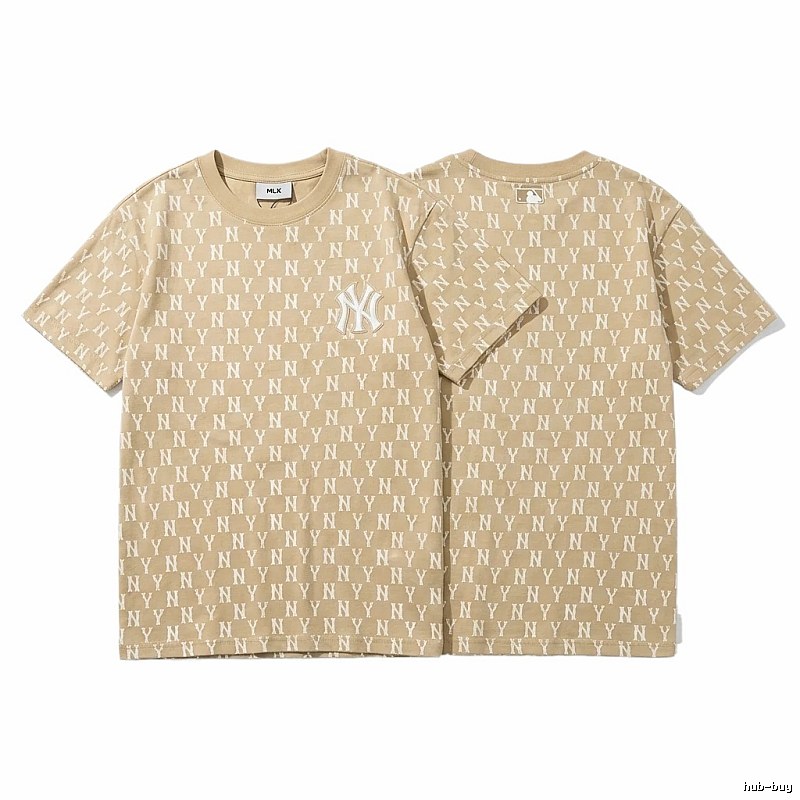 MLB Full Print Fashion Khaki Short-sleeve Shirt