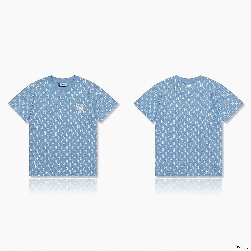 MLB full - print style light blue T - shirt