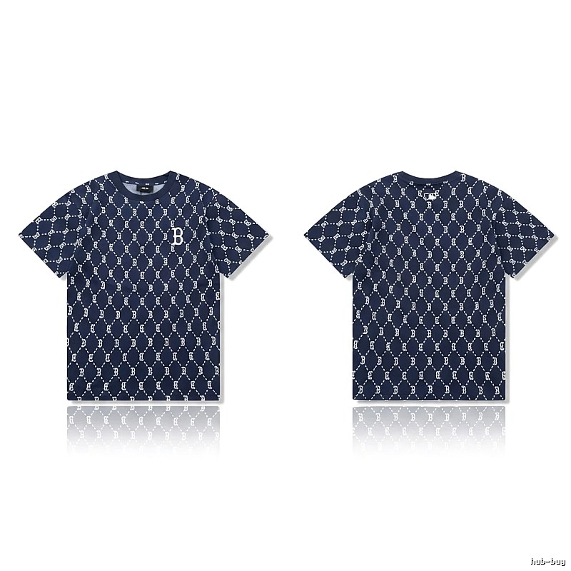 MLB full - printed style navy blue T - shirt