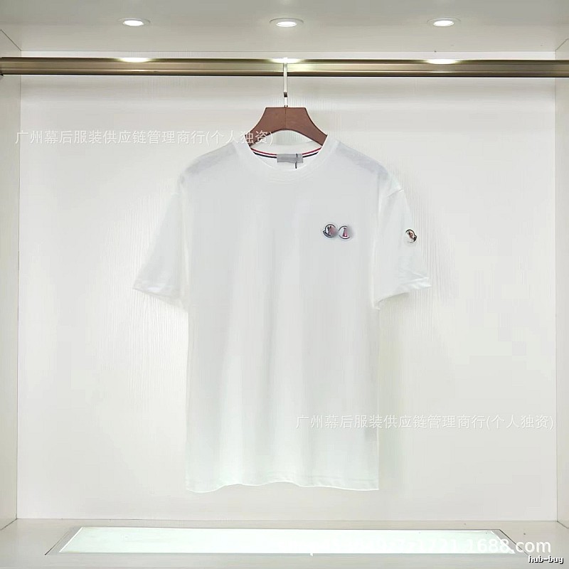 Moncler Badge Casual Style White T-Shirt